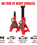Two red Big Red 3-ton jack stands with adjustable locking for vehicles, 2-pack