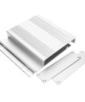 Rugged Aluminum Alloy Project Enclosure With Sandblasted Oxidized Shell For Electronic Power Boards, Decoders, GPS And Industrial Equipment - Lightweight, Strong Housing, Measures 27 X 131 X 130 Mm, silver enclosure with mounting plates
