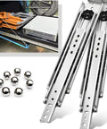 Top Shelf Heavy Duty Drawer Slides, 500 Pound Load Rating, Full Extension Ball Bearing Cabinet Runners, 68 Inch Steel guide rails with ball bearings.