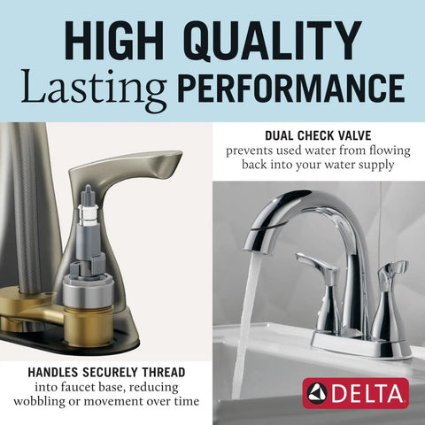 Broadmoor Centerset Chrome Bathroom Faucet With Sprayer 4 Inch 3 Hole Sink Faucet Pull Out Sprayer design and features.