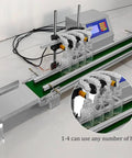 Desktop Automatic Liquid Filler Machine With Belt Conveyor, 4 Nozzle Digital Control System For Juice Wine Detergent 10 To 5000ml Bottle Line Ready To Go with filling heads.