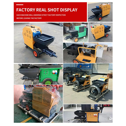 Portable Mortar Plastering Spraying Machine For Sand Cement Render Gypsum Putty Quick Wall Coating Construction Equipment displayed in factory.