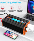 1100 Watt Pure Sine Wave Inverter For RV And Off Grid Power Converts 12V DC To 110 And 120 VAC With 2 AC Outlets Dual USB Ports