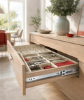 Open drawer with Soft Close Drawer Slides 22 Inch Full Extension Side Mount 5 Pack with Ball Bearing Rails, kitchen setting