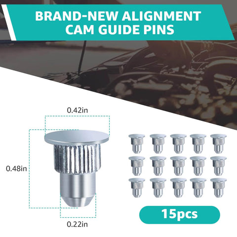 15 Pcs Camber Alignment Pin Set For Chevy Silverado Tahoe Suburban Avalanche Yukon Escalade GMC Sierra Savana Hummer H2 H3 Cam Guide Pins Replacement Kit