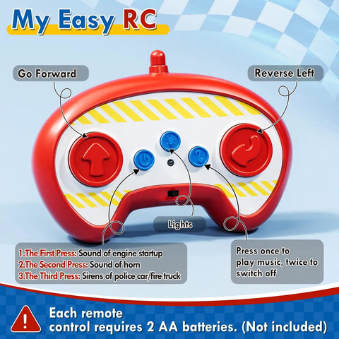 Red and white remote control for Rescue Ready Remote Control Fire Truck And Police Car Set For Toddlers And Kids 3 4 5 Years Old
