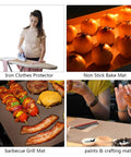 3 Pack Non Stick PTFE Sheets For Heat Press 12 By 16 Inches Heat Transfer Mats shown as iron protector, bake, grill, and craft mat