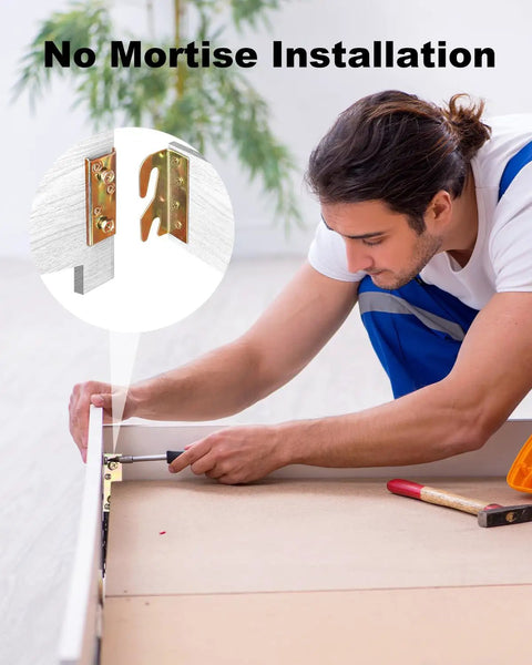 8 Sets Heavy Duty Bed Rail Brackets Non Mortise Galvanized Steel Mounting Kit With Screws For Solid Wood Headboards Quick Setup Tough As Nails Stability