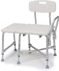 Heavy-Duty Bariatric Tub Transfer Bench with extra-wide 26.75x16.25 inch seat, aluminum frame, and non-slip feet for safe bathing.