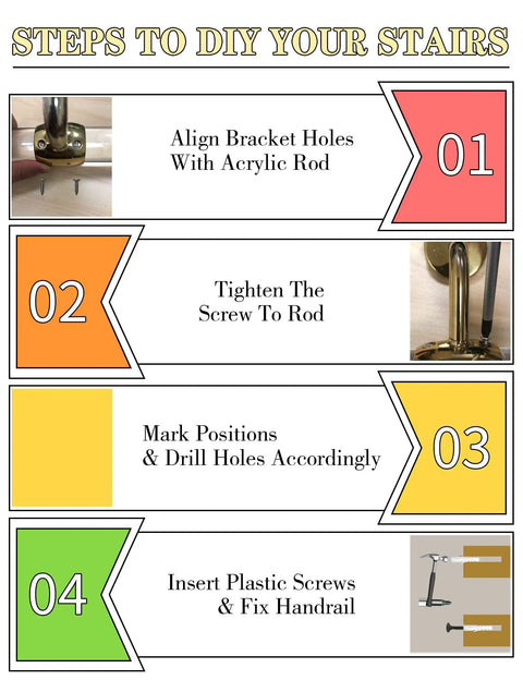 Steps to DIY Pair Of Slick Clear Acrylic Interior Stair Handrails Mounted To Rust Proof Gold Brackets Heavy Duty Safety Grab Bars.
