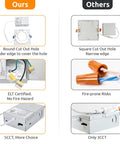 Comparison image showing HONZIN 6 Pack 6 Inch Square LED Recessed Lighting, 5CCT, 13W, Dimmable features versus competitors.