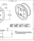 Technical drawing of Aluminum Floor Box Cover With 15A 125V Outlet For RF400 Bryant Floor Box RF406ALU components.