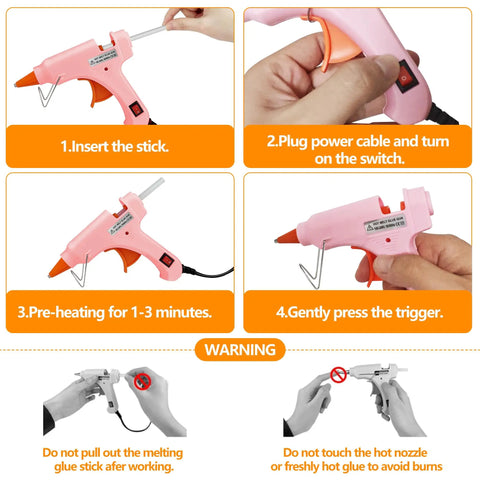 Step-by-step instructions using Eight Piece Mini Hot Glue Gun Kit For Crafts And DIY Projects Multicolor 20 Watt Glue Guns