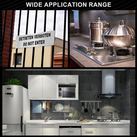 Front view collage: two-pack 304 stainless steel strips, 12in x 1in x 0.022in, for DIY crafts in kitchen setting