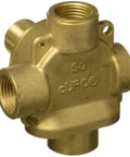 Two Way In-Wall Diverter Valve Body With Discrete Functions For Shower Or Sprays In Brass Cast Housing Half Inch NPT Inlets And Outlets