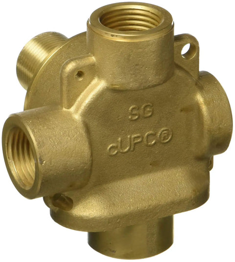 Two Way In-Wall Diverter Valve Body With Discrete Functions For Shower Or Sprays In Brass Cast Housing Half Inch NPT Inlets And Outlets