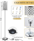 Crystal Floor Lamp With K9 Crystals Tall Silver Modern Standing Light Luxe Accent Lamp with detailed specifications chart