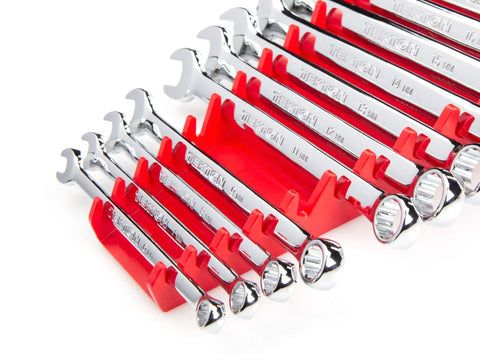 19 Tool Wrench Organizer Rack For 1/4 To 1-1/4 Inch Wrenches, Red Finish, Grab-And-Go Quick Access Slots, Built Tough Steel, Keeps 6-32 mm Wrenches Handy, Made In USA