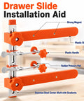 Pro Grade Drawer Slide Installation Jig With Knockout Toggle Clamp And Magnetic Aligner for precise alignment features strong magnet and plastic components.