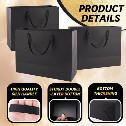 3 Pack Extra Large Black Gift Bags With Handles Includes 9 Tissue Papers 16 By 6 By 12 Inches Perfect For Mens Birthday Parties