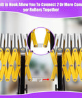 Built-in hook connects conveyor rollers on the 23 Inch Ultra Wide Adjustable Retractable Conveyor Belt 760 Lb Rock Solid Load Capacity.