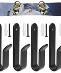 4 Pack Snowboard Wall Mount Clips With Screws For Indoor Storage And Display Horizontal Snowboard Rack Wall Hangers Durable Steel Mount Keeps Snowboards Secure Scratch Free In Room Or Garage