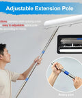 Hella Durable Paint Roller Kit With Adjustable Extension Pole And Non Shedding Rollers For Walls Ceilings Floors Includes Sturdy Deck Brush For Fast Home Reno Setup, showcasing adjustable stainless steel extension pole.