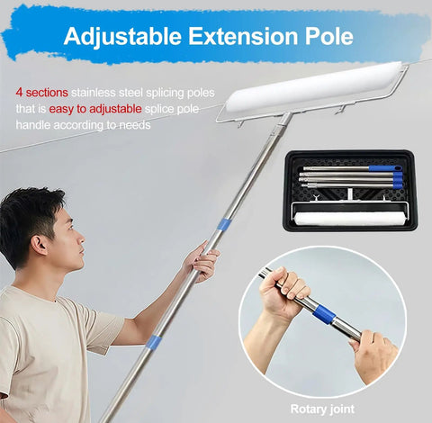 18 Inch Paint Roller Kit For No Sweat Interior Refreshes Featuring A Non Shedding Microfiber Brush, adjustable stainless steel extension pole.