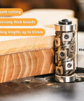 Built Tough Flush Trim Router Bit With Half Inch Shank Packing 14 Swap Out Carbide Cutters For Zero Drama Template Tracking And Dead Smooth Woodworking Trim Jobs On Any Lumber in action cutting wood.