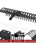 48 Inch Tow Behind Landscape Rake With 17 Steel Tines For ATV UTV And Tractor, 2 Inch Receiver, view of steel tines and hitch