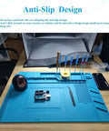 Heat Resistant Silicone Soldering Work Mat For Electronics Repair, Withstand Up To 932 F, Fireproof And Non Slip, 11.8 By 7.9 Inch Pad on desk
