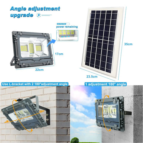 Beastly Bright Outdoor Solar Flood Light With Remote 600 Lumen 80 LED IP65 Aluminum Alloy Security Light showcasing angle adjustment.