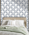 Light Neutral Peel And Stick Wallpaper Roll Heavy Duty Textured Vinyl Self Adhesive Wallcovering No Fuss Room Refresh with geometric patterns in a bedroom.