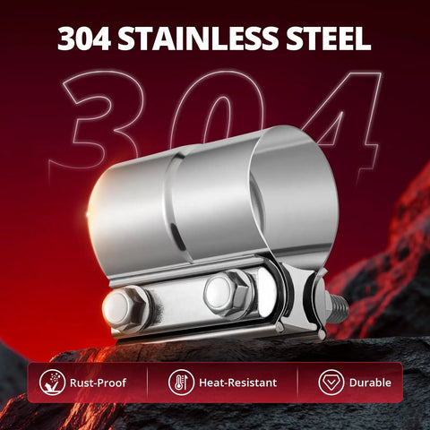 Beefy 2.25 Inch Exhaust Lap Joint Clamp Set heavy duty stainless steel band clamp for automotive exhaust pipes detail