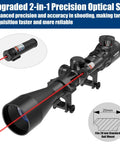 3 To 9x40 Rifle Scope With Red Green Laser Sight And Rangefinder Reticle, Waterproof And Fogproof, 20mm Free Mounts
