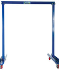 Top Shelf Portable Steel Gantry Crane For Garage Or Shop Use Featuring No Fuss Bolt Assembly Smooth Rolling Casters And A Rock Solid Two Thousand Pound Lift Capacity In Durable Blue, showcasing a blue steel frame with wheels.