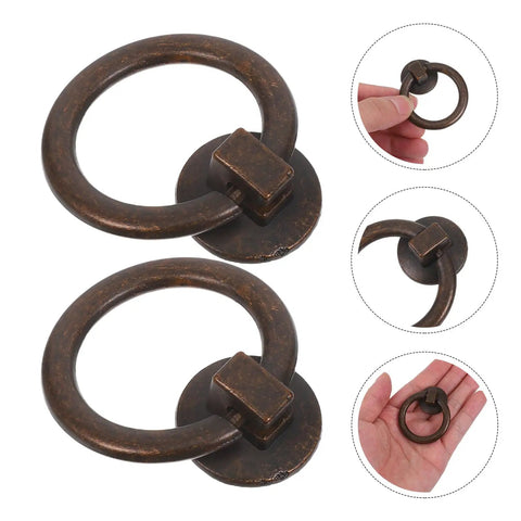 Two Pack Vintage Drop Ring Drawer Pulls In Antique Bronze For Dresser Cabinets And Doors Retro Cabinet Knobs And Handles