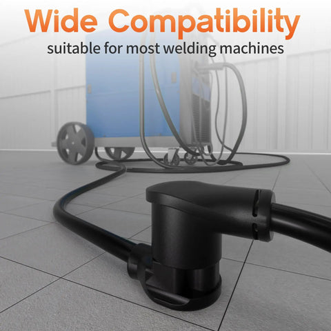50 Ft Welder Extension Cord 30 Amp 10 Gauge 3 Prong Nema 6-50P To 6-50R Heavy Duty 250V Welding Cable shown in use with machine