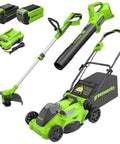 40V 16-Inch Brushless Cordless Lawn Mower, Blower, and 13-Inch Trimmer Combo with 4.0Ah and 2.0Ah Batteries and Charger