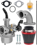 Wide Range 22Mm Carburetor Air Filter Kit For 50Cc 110Cc And 125Cc Pit Bikes Dirt Bikes ATVs And Go Karts Beef Up Power And Throttle Response For SSR Sunl Taotao Coolster Roketa NST Tank Quad Parts with carburetor, air filter, intake pipe and accessories displayed