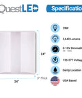 2x2 LED Center Basket Troffer Panel 2 Pack 28W 3500K warm white with specifications