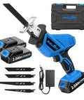 Cordless Reciprocating Saw Featuring Variable Speed Up To 3500 SPM For Smooth Tear Through Steel And Lumber Comes With Twin 2 Ah Batteries For Legit Heavy Duty Job Site Grind with lithium-ion batteries and blades.