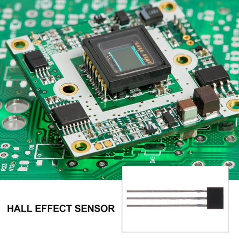 Slim Hall Effect Sensor for Brushless Motors on green circuit board, Tiny Linear Magnetic Field Sensor 0.62 x 0.15 x 0.15 In