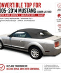 Ford Mustang Convertible Top Replacement For 2005 To 2014 With Sailcloth Vinyl Soft Top Heated Glass Window Black OEM Upgrade And DOT Approved Glass Window Your Ride Ready installed side view
