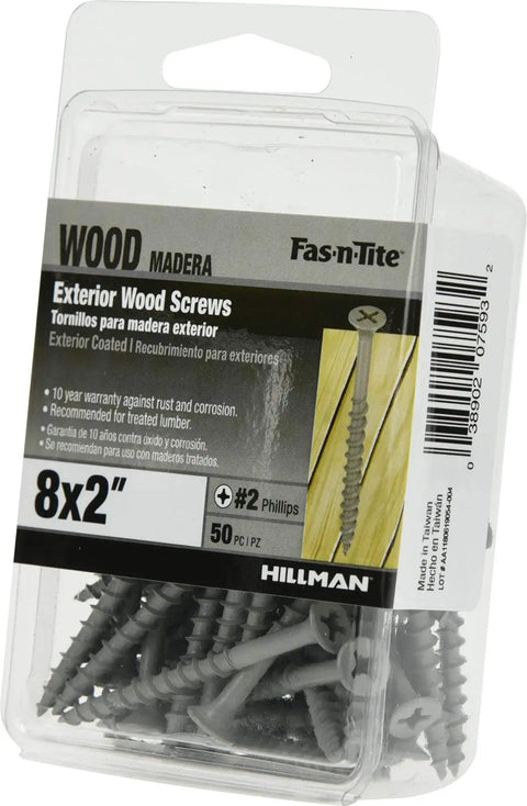 50 Count Exterior Deck Screws Size 8 by 2 Inches With Phillips Drive Gray Ceramic Coated Rust Resistant Fasteners