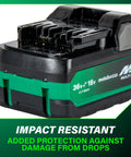 MultiVolt 18V And 36V Lithium Battery 5.0Ah And 2.5Ah Water Resistant Impact Resistant with 4-Stage Fuel Gauge