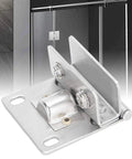 Rock Solid Heavy Duty Stainless Steel Glass Door Hinge With Non Slip Gasket And Anti Scratch Pads Secure Cabinet Clamp Kit For Swinging Panels.