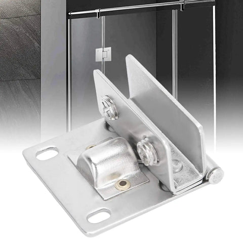 Rock Solid Heavy Duty Stainless Steel Glass Door Hinge With Non Slip Gasket And Anti Scratch Pads Secure Cabinet Clamp Kit For Swinging Panels.
