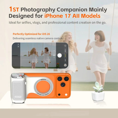 Image showing the Magnetic iPhone Camera Grip With Removable Remote And Built In Keychain next to an iPhone interface.