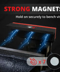 4.5 Inch Soft Vise Jaws With Z Holder, Magnetic TPU Pads, 2 Pairs, showing strong magnet hold on bench vise